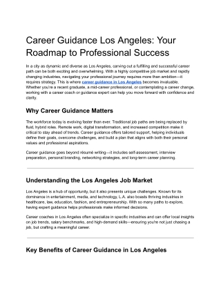 Career Guidance Los Angeles_ Your Roadmap to Professional Success
