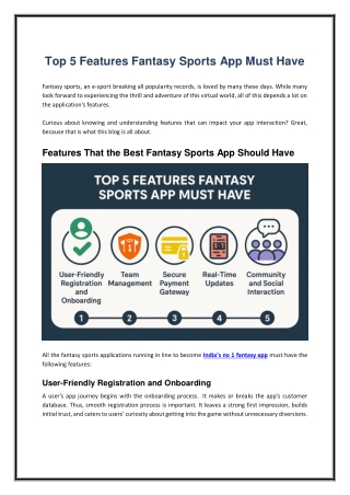 Top 5 Features Fantasy Sports App Must Have