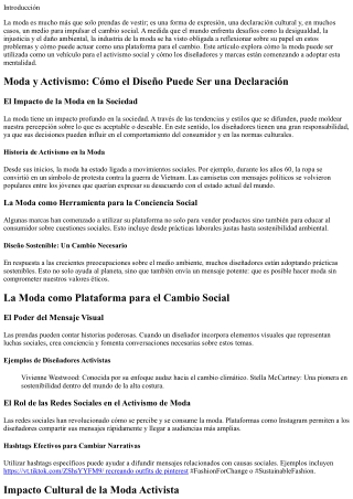 La Moda como Plataforma para el Cambio Social