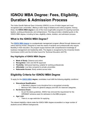 IGNOU MBA Degree_ Fees, Eligibility, Duration & Admission Process