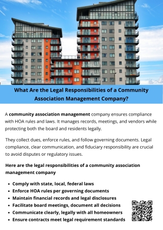 What Are Legal Responsibilities of a Community Association Management Company?