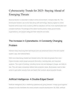 Cybersecurity Trends for 2025- Staying Ahead of Emerging Threats