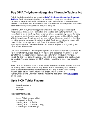 Buy OPiA 7-Hydroxymitragynine Chewable Tablets 4ct