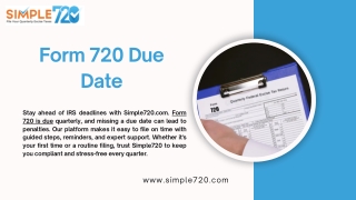 Never Miss a Form 720 Due Date – File on Time with Simple720