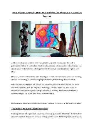 AI in Abstract Art: Simplifying the Creative Process