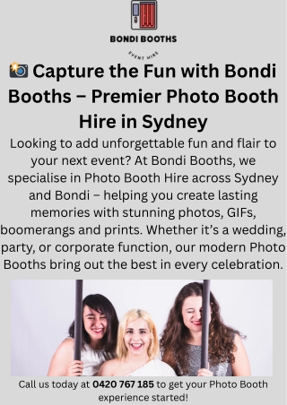 Capture Every Moment with Bondi Booths – Photo Booth Hire Sydney Experts