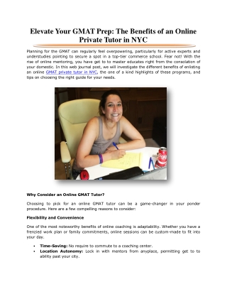 Elevate Your GMAT Prep: The Benefits of an Online Private Tutor in NYC