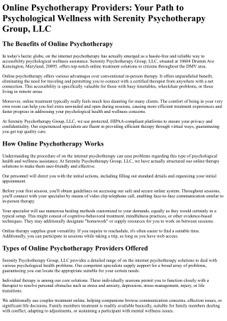 Serenity Psychotherapy Group