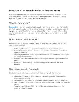 Prostalite is an advanced dietary supplement