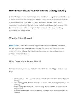 Nitric Boost Ultra is a dietary supplement