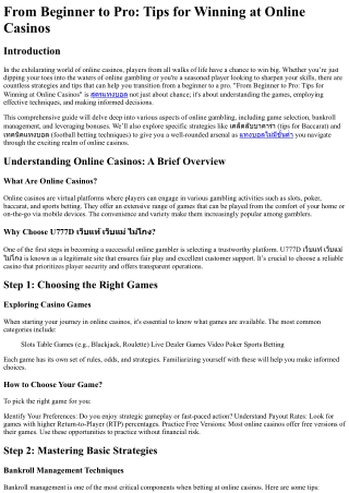 From Beginner to Pro Tips for Winning at Online Casinos