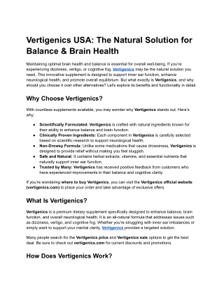 VertiFree is a homeopathic remedy designed