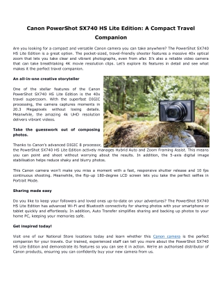 Canon PowerShot SX740 HS Lite Edition: A Compact Travel Companion