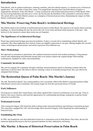 The Heart and Soul of Palm Beach Restoration: Meet Mia Martin