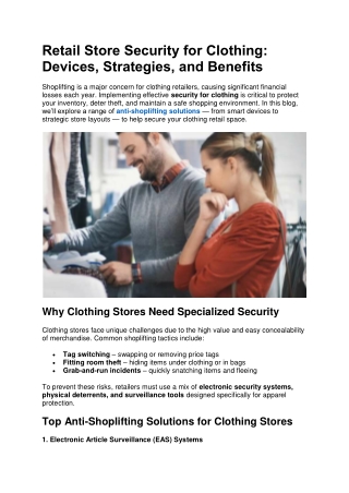 Retail Store Security for Clothing: Devices, Strategies, and Benefits