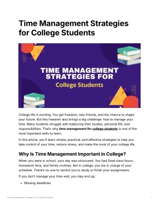 Time Management Strategies for College Students
