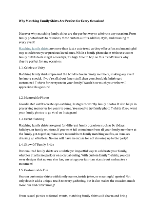 Why Matching Family Shirts Are Perfect for Every Occasion!