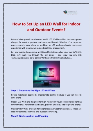 How to Set Up an LED Wall for Indoor and Outdoor Events?