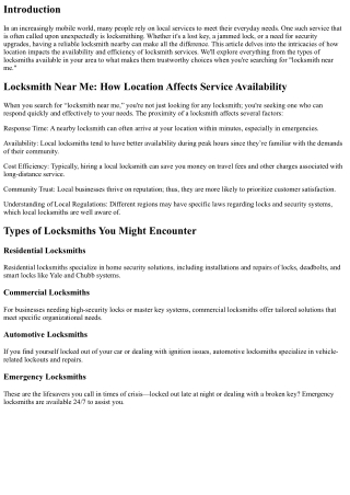 Locksmith Near Me: How Location Affects Service Availability