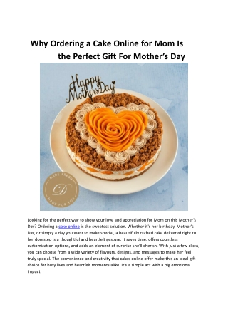 Why Ordering a Cake Online for Mom Is the Perfect Gift For Mother’s Day
