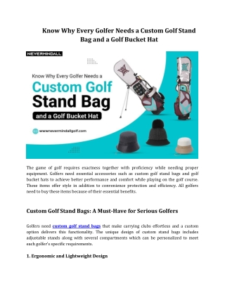 3. Know Why Every Golfer Needs a Custom Golf Stand Bag and a Golf Bucket Hat