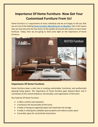 Home Furniture Manufacturers In Mumbai    