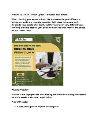 Probate vs. Trusts: Which Option is Best for Your Estate?