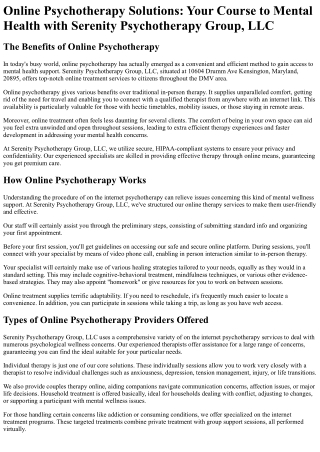 Serenity Psychotherapy Group