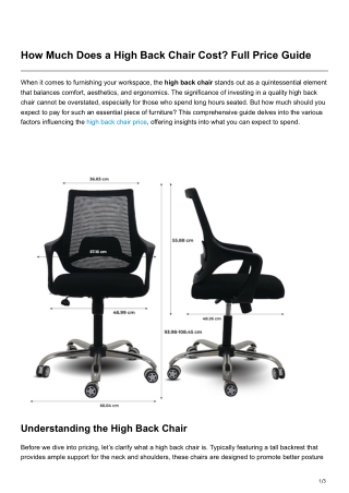 How Much Does a High Back Chair Cost Full Price Guide