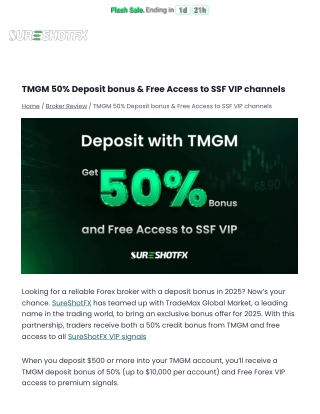 TMGM Deposit bonus & Free Access to SSF VIP channels PDF