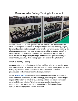 Reasons Why Battery Testing Is Important