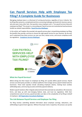 Payroll Services Madhapur | Tirumalesh & Co