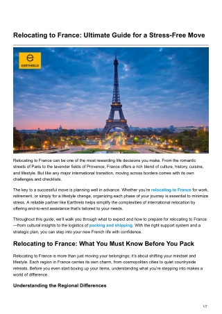Relocating to France: Ultimate Guide for a Stress-Free Move