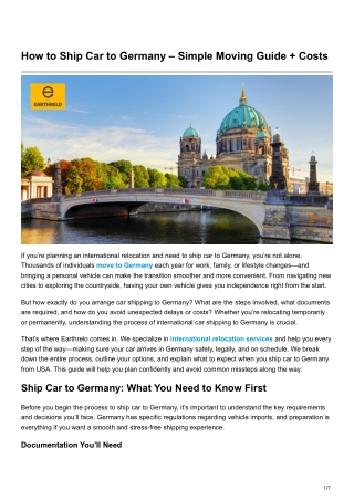 How to Ship Car to Germany – Simple Moving Guide   Costs