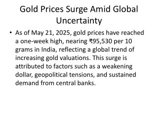 Gold Prices Surge Amid Global Uncertainty: What It Means for Future Business Lea