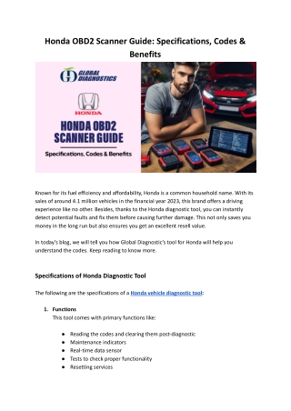Honda OBD2 Scanner Guide_ Specifications, Codes & Benefits