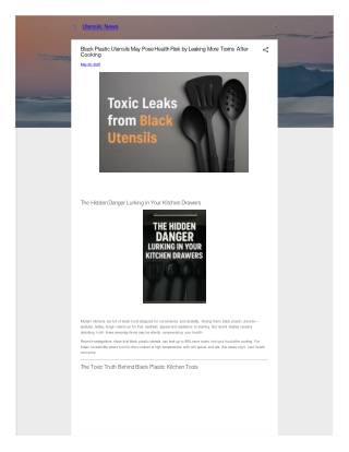 Black Plastic Utensils May Pose Health Risk by Leaking More Toxins After Cooking