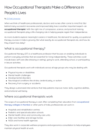 How Occupational Therapists Make a Difference in People’s Lives