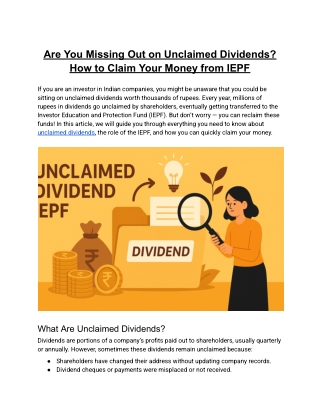 Are You Missing Out on Unclaimed Dividends