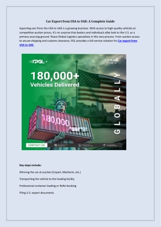 Car Export from USA to UAE: A Complete Guide