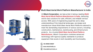 Multi Mast Aerial Work Platform Manufacturer in India