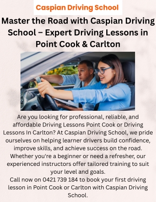 Master the Road with Expert Driving Lessons in Point Cook & Carlton