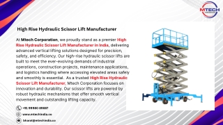 High Rise Hydraulic Scissor Lift Manufacturer