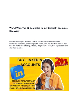 World-Wide Top 02 best sites to buy LinkedIn accounts Recovary