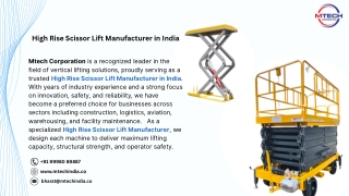 High Rise Scissor Lift Manufacturer in India