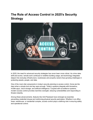 The Role of Access Control in 2025’s Security Strategy