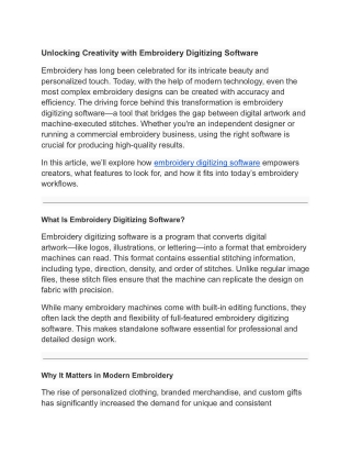 Creativity with Embroidery Digitizing Software