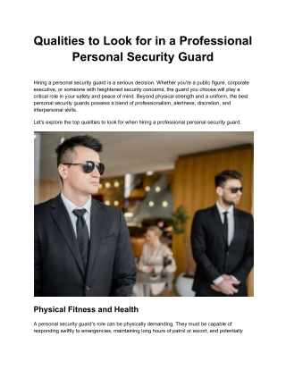 Personal Security Guard
