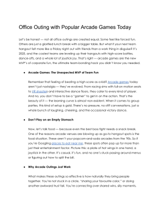 Office Outing with Popular Arcade Games Today