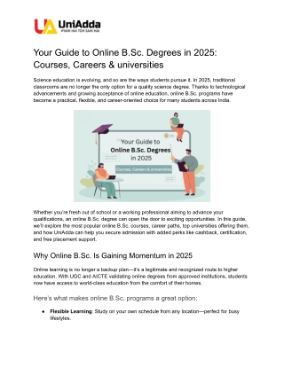 Your Guide to Online B.Sc. Degrees in 2025: Courses, Careers & universities